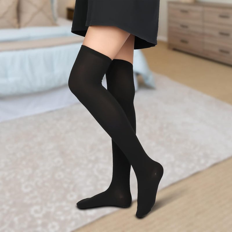 KINBOM 1 Pair Thigh High Socks, Cotton Soft Knee High Long Stockings Women Leg Warmers for Wednesday Christmas Cosplay - Image 4